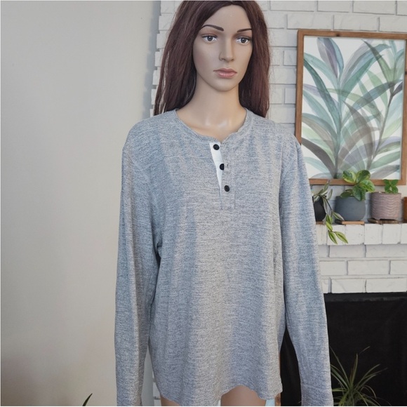 Rag & bone long sleeves shirt XL gray sweater shirt button front - Picture 1 of 12